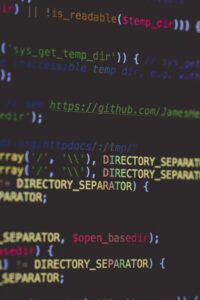 Kod HTML, CSS i JavaScript na ekranie